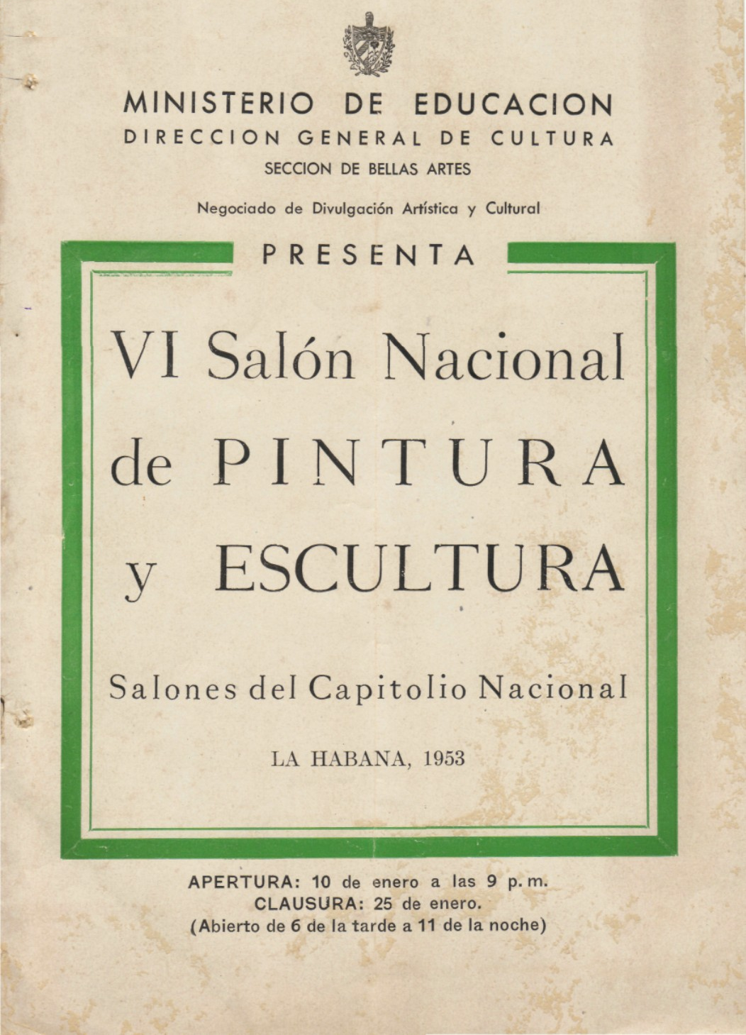 Cover of the 1953 VI National Salon of Painting and Sculpture catalogue