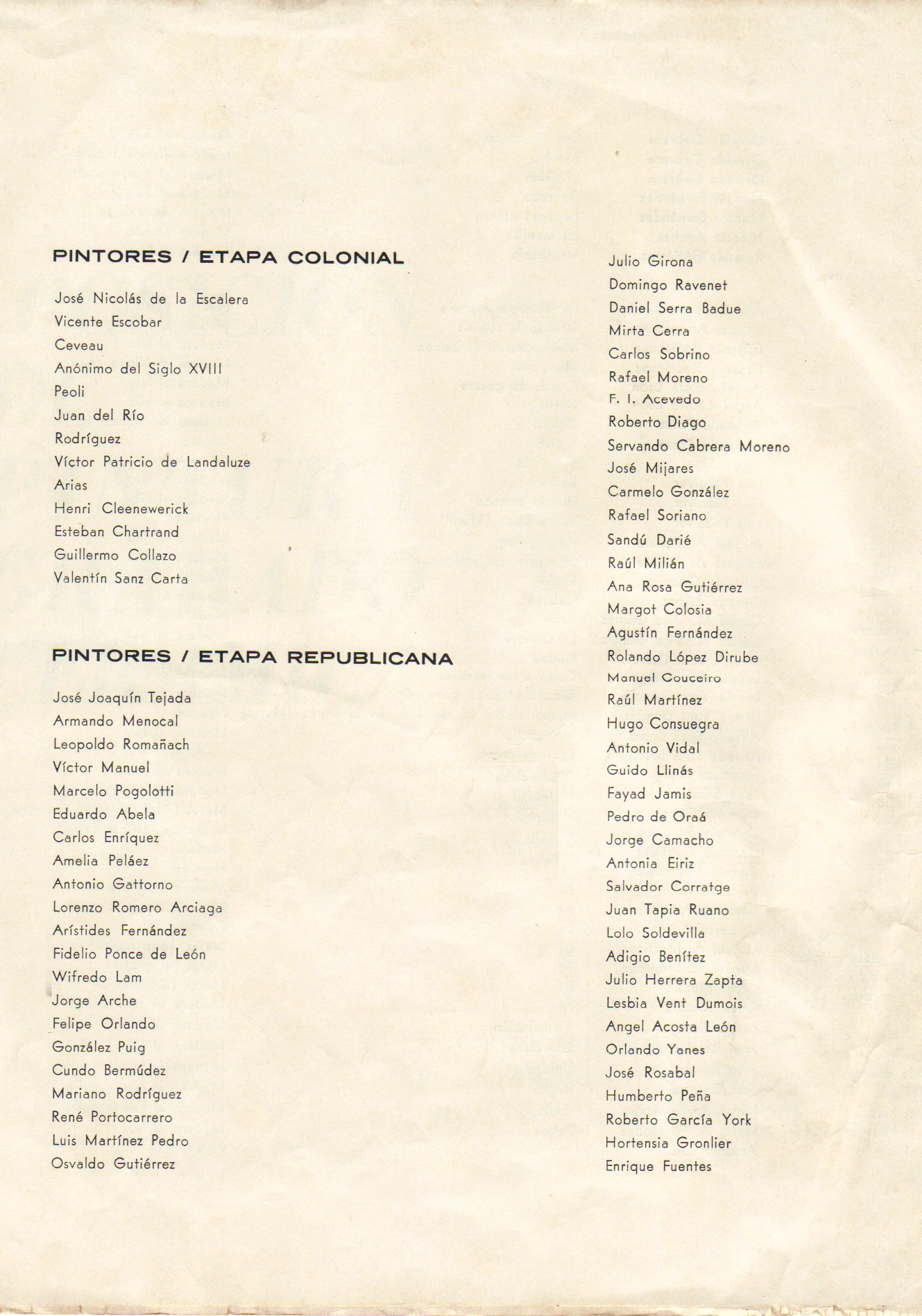 Pintores de las etapas colonial y republicana